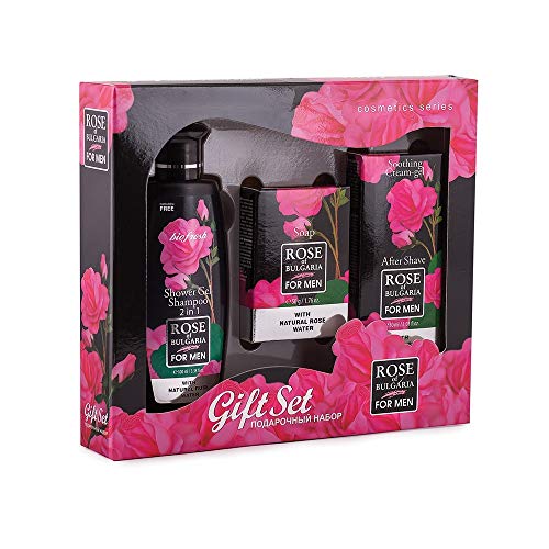 Gift set"Rose of Bulgaria" for MEN - SHOWER GEL-SHAMPOO 2 in 1 for Men, SOAP for Men, AFTER SHAVE CREAM with Rose Oil and Rose Water