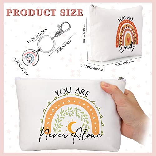 Sieral 20 Pcs Employee Appreciation Gift Bulk for Women Inspirational Canvas Makeup Bag Cosmetic Bag Toiletry Pouch Keychain Return Gift for Social Worker Nurse Teacher Friend Birthday(Rainbow)