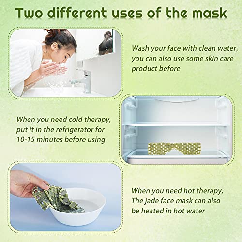 SATINIOR Jade Stone Eye Mask Hot or Cold Using Jade Mask Green Facial Sleeping Relief Eye Cover for Women Men Soothing, Cooling and Relieving