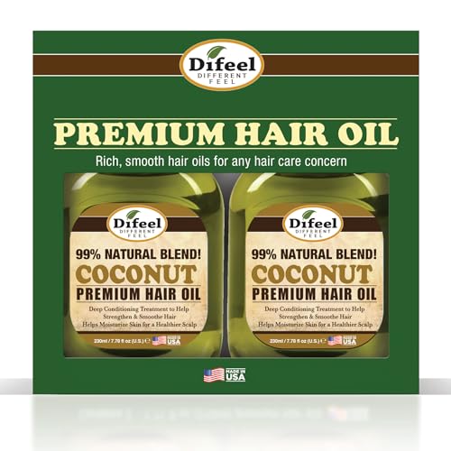 Difeel Premium Natural Hair Oil - Coconut Oil 7.1 oz. - Deluxe 2-PC Gift Set