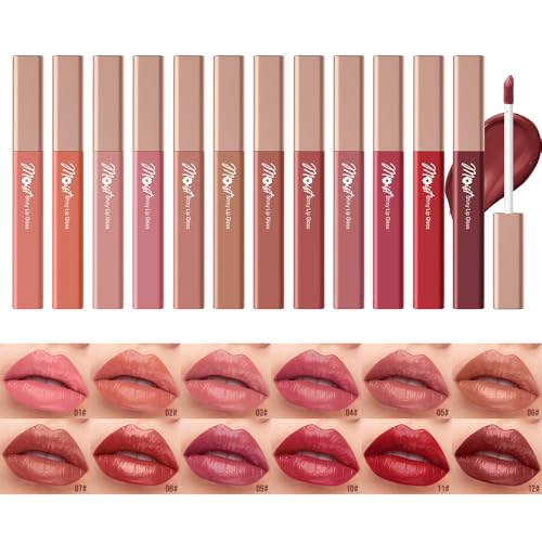 12 Colors Lip Gloss Set, High-Shine Waterproof Collection, Long Lasting Moisturizing Formula with Mirror Finish, Adult (14#, 6Count (Pack of 1))