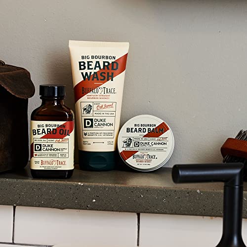 Duke Cannon Big Bourbon Beard Care Collection Gift Set - Beard Wash (6oz), Balm (1.6oz), & Oil (3oz) - Oak Barrel Scent, Hydrating & Softening Products for Men