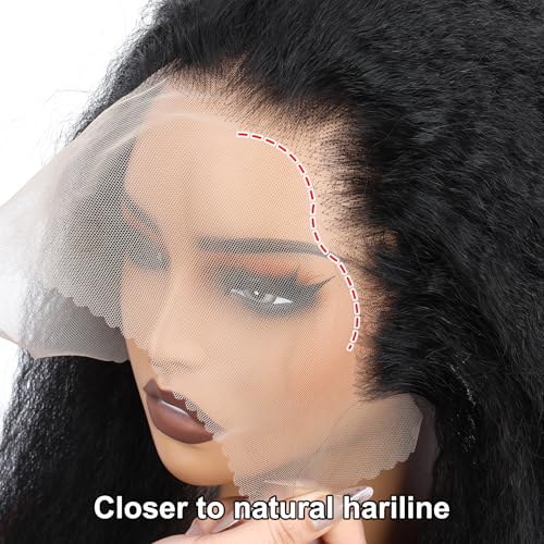 Kerriana Lace Frontal Kinky Straight Human Hair 16 Inch 13x4 Ear to Ear Transparent Kinky Frontal 13 by 4 Closure