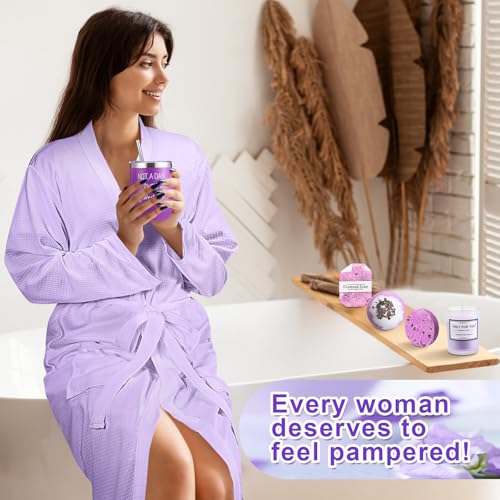 Nuogo 13 Pcs Birthday Gifts for Women Spa Basket Set for Women Mother's Day Gifts Mirrors Socks Steamers Jewelry Case Bath Robe Mom Nurse Girlfriend Wife