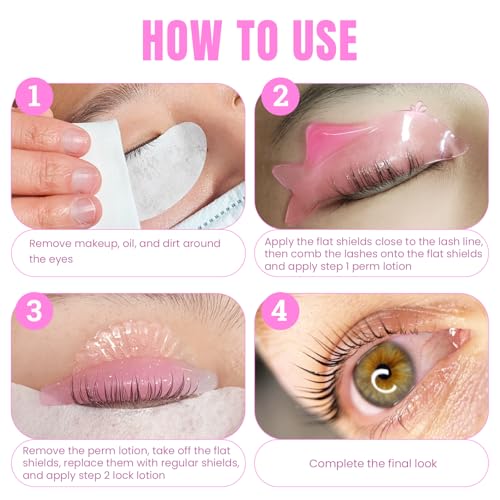 Libeauty Flat Lash Lift Shields, Ultra Thin Korean Flat Shields for Step 1 Perm/Lift, Flexible Use as Eye Patches or Lift Ribbon, Dolphin-Shaped Design for Easy Pick Up