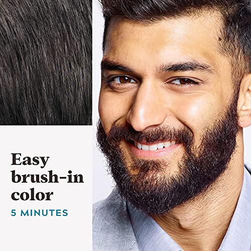 Just For Men Mustache & Beard, Beard Coloring for Gray Hair with Brush, With Keratin Biotin Aloe and Coconut Oil for Healthy Facial Hair - Darkest Brown, M-50, Pack of 3 (Packaging May Vary)