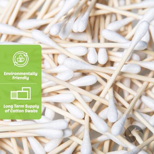 Bamboo Cotton Swabs 2000 Count | Eco-Friendly & Pure Cotton Buds | Double Tipped Sticks | 100% Plant-Based & Natural | Perfect for Makeup & Nail Applications, Arts & Crafts, Removing Dust & Dirt¡¦