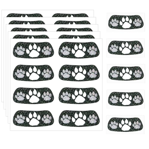 Blulu 24 Pairs Glitter Paw Eye Black Temporary Tattoos Paw Face Tattoo Sticker Claws Sports Eyeblack Cheek Cheers for Football Baseball Softball Birthday Party Sports Fan Cheerleader Supplies(Black)
