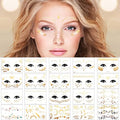 Zonon 20 Sheets Gold Glitter Freckles Face Tattoo Sparkle Face Makeup Patches Metallic Face Tattoo Sticker Temporary Transfer Tattoo Parties Decor for Halloween Christmas Women Makeup Dancer Costume