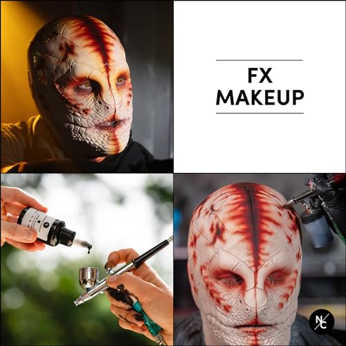 Narrative Cosmetics FX Alcohol Airbrush Paints - 2 fl oz, Skin Safe, Quick Dry, Waterproof, Sweatproof, Transferproof Liquid Makeup for Bodypainting, Theater, FX Makeup, Film and TV - Prime Black