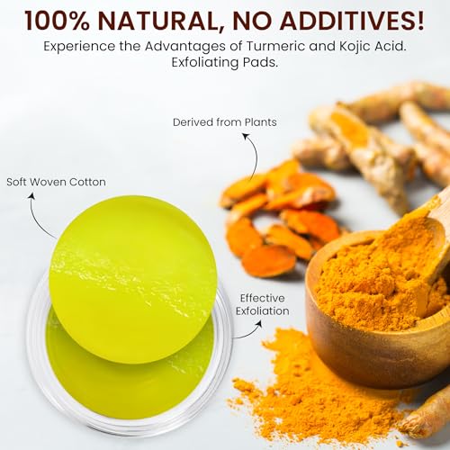 Live Healthy The Original Kojic Acid & Turmeric Cleansing Pads - Exfoliating, Brightening, Face Scrub Pad, Clears Acne - Turmeric Cleansing Pads for Dark Spots with Vitamin C - Made in USA | 30 Count