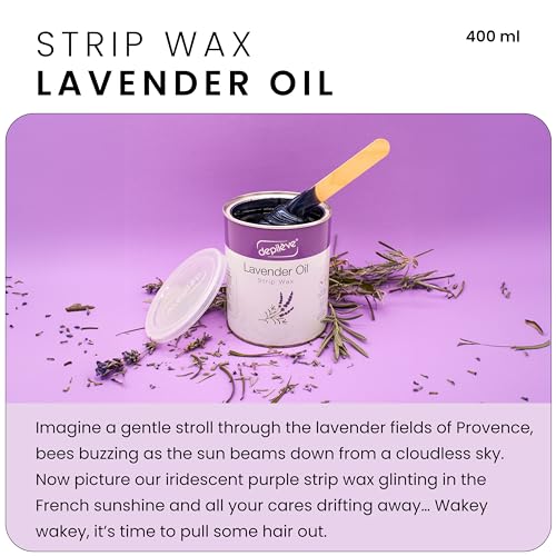 Depileve Strip Wax for Hair Removal - Lavender Rosin Wax for Sensitive Skin - Full-Body - Ideal for Delicate Areas - Moisturizing Strip - for Salon and At-Home Use - 14 oz