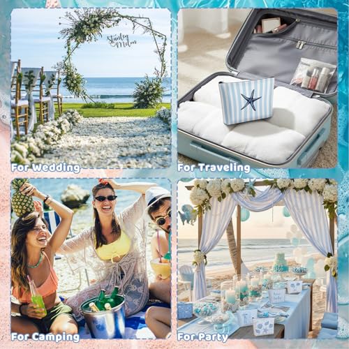 10 Pcs Ocean Themed Cosmetic Bags Bulk Zipper Pouch Makeup Bag for Women Girls Sea Weekend Travel Vacation Trip Gifts Supplies Nautical Party Favors Beach Accessories