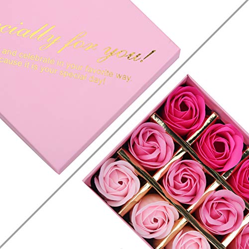 36 PCS Floral Scented Bath Soap Rose Flower Petals, 2 Pack Plant Essential Oil Rose Soap Set, Best Gifts for Her Women Girls Mom Lover Birthday Valentine Christmas (Pink)
