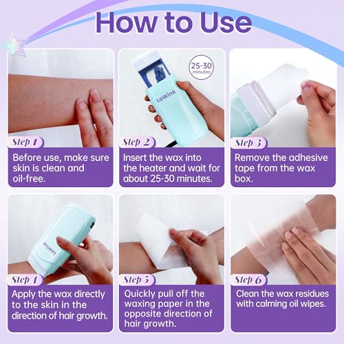 Roll On Wax Hair Removal, Wax Roller Refill, Sticky, Roll on Wax Roller Cartridge for Larger Areas of the Body for Professional or Home uses 4 Pack 100g/3.527oz with 10 oil wipes