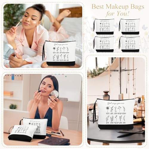 Kacctyen Christian Gifts Bulk for Women International Womens Day Gifts Bulk, God Says You Are Makeup Bags, Bible Verse Cosmetic Bags with Zipper, Inspirational for Women, Church Retreat(20 Pcs)