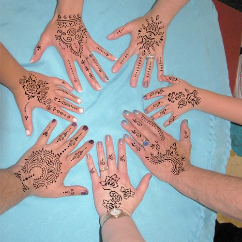 Henna Tattoo Stencil Kit 165+pcs, 23 Sheets Henna Stencils Glitter Airbrush Reusable Temporary Tattoo Stencils Indian Arabian Realistic Tattoo Stickers for Face Body Paint DIY