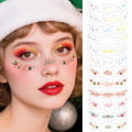 12Pcs Christmas Face Freckles Tattoo Stickers,Glitter Tattoos Face Stickers Waterproof Freckles Makeup Patches,Snowflake Glitter Freckles Stickers Temporary Tattoos for Festival Rave Christmas Party