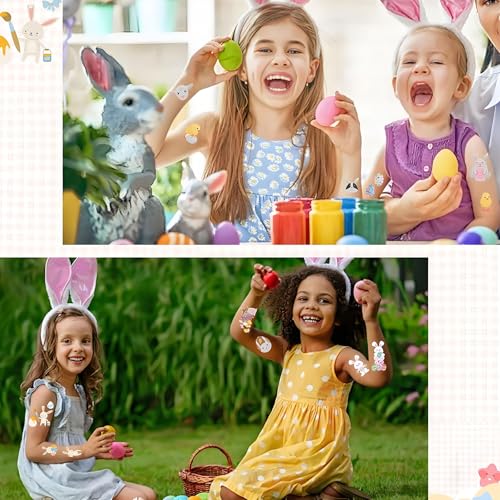 200 PCS Easter Temporary Tattoos Stickers, 20 Sheets Easter Themed Stickers for Teens and Adults, Sticker for Easter Eggs Decorations, Easter Egg Designs for Basket Stuffers and Holiday