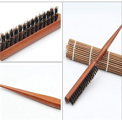 Pig bristle narrow-toothed comb Fluffy styling long handle comb Smooth hairstyle Men's beard combing brush For damaged and curly hair