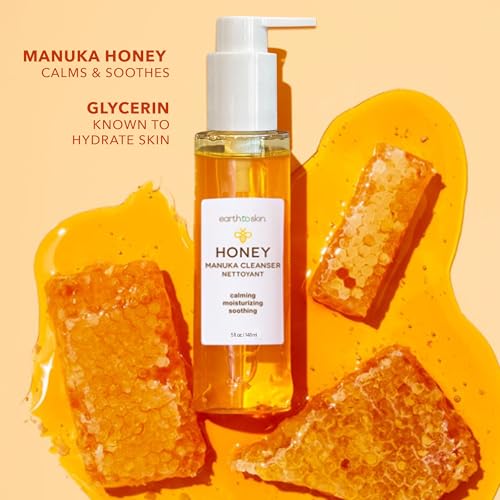 Earth To Skin Manuka Honey Facial Cleanser for Sensitive Skin - Hydrating Manuka Honey Face Wash with Glycerin - Gentle Daily Face Cleanser That Cleans Without Drying - Sulfate Free Formula - 5 Fl Oz