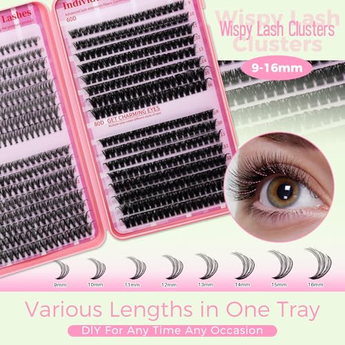Lash Clusters Kit for Beginners Eyelash Clusters Kit Lashes Clusters Kit Cluster Pesta?as Postizas Naturales with Lash Bond&Seal,Lash Tweezers,Brush RITALASH(640pcs 20D+40D+60D+80D Kit,9-16mm)