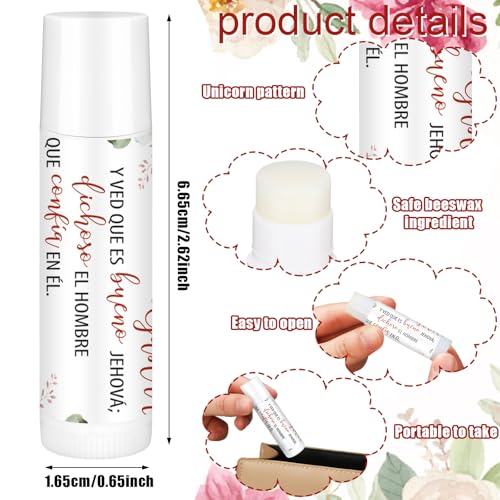 30 Pcs Spanish Christian Gifts for Women Religious Lip Balm Bulk Spanish Bible Verse Mother's Day Gifts for Women Faith Religious Scripture Church Party Favor for Coworker Employee