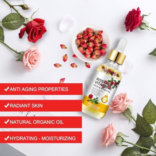 Vitamin E Oil, Vitamin E Oil for Face, Rose & Vitamin E Oil, Face Vitamin E Oil with Gua Sha Tools Set