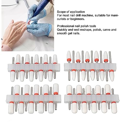 40PCS Ceramic Nail Drill Bits for Professional Manicure & Pedicure ? Fast Grinding, Heat-Resistant, Compatible with Most Electric Nail Machines