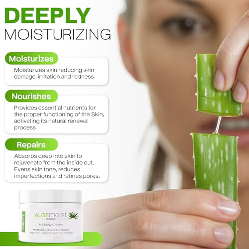 Organic Aloe Vera Face Cream & Body Moisturizing Cream, Natural Aloe Vera Lotion with Vitamin E Oil, Vitamin C, Retinol Cream, Shea Butter ? Anti Aging Face Moisturizer for Women, Dry Skin (8 oz)