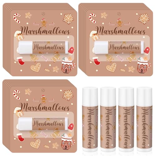 24 Pcs Christmas Hot Cocoa Lip Balms Bulk Christmas Party Stocking Stuffers Hot Chocolate Flavor Coffee Gift Supplies for Travel Lipstick Winter Birthday Party Favors