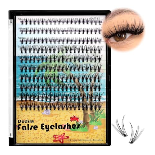 Pro Grafting Mixed 10-12-14mm.12-14-16mm/11-13-15mm/16-18-20mm 20Roots Natural Long Individula False Eyelashes Cluster Thickness 0.07mm D Curl Volume Eye Lashes (10-12-14mm)