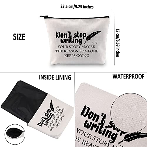 G2TUP Creative Writer Gift Don¡¯t Stop Writing Makeup Bag Future Author Cosmetic Bag Novelist Gift Writer Appreciation Gift Zipper Travel Bag