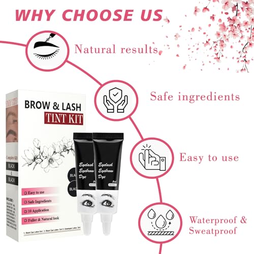 Black Eyebrow Color Kit for Women Waterproof Instant Result Lash Color Kit Salon or Home Use