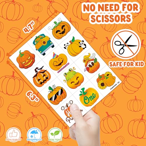 96 PCS Happy Thanksgiving Fall Autumn Pre-Cut Temporary Tattoos for Kids | Super Cute Themed Birthday Party Favors, Supplies, Decorations, Fake Tattoo Stickers, School Rewards Gifts Boys Girls