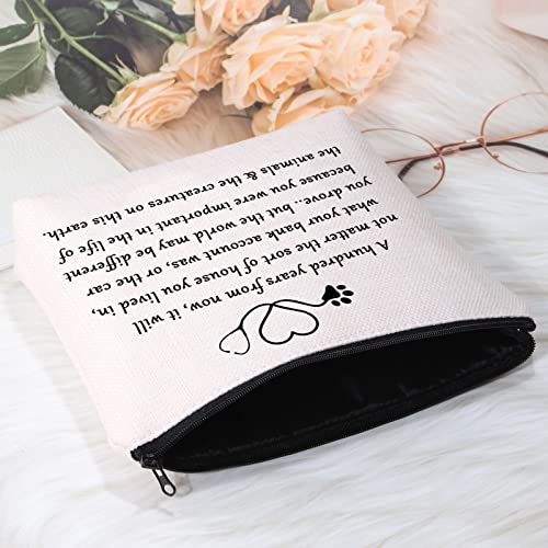 POFULL Veterinarian Gift Vet Tech Appreciation Gift Vet Doctor Nurse Zipper Pouch Makeup Bag (A hundred years bag)
