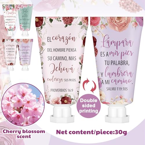 Leelosp 48 Pcs Mothers Day Gifts Spanish Bible Christian Women's Religious Hand Cream Bulk Cosmetic Hand Cream Inspirational Bible Verse Lotion for Mom Grandma Holiday Gift