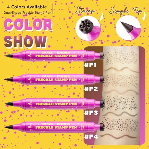 Dual-Ended 2-in-1 Freckle Pen & Stamp, Professional Waterproof Set with Precise Tip for Natural Sunkissed Freckles, Smudge-Proof Long-Wear, Ideal Fake Freckle Makeup Tool