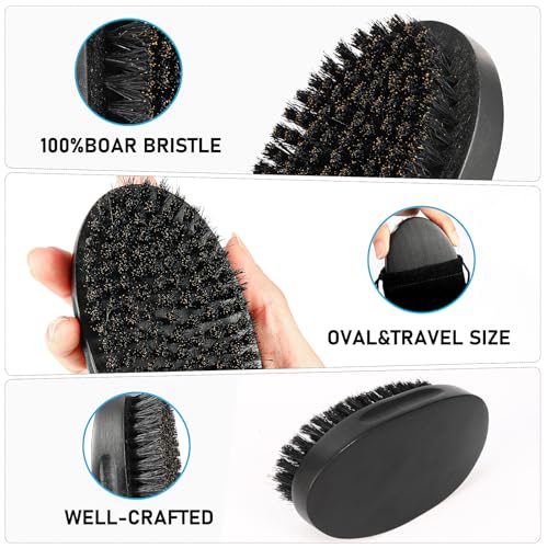PHOGARY Beard Brush for Men, Beard Grooming Kit for Men Including Pure Boar Bristle Beards Brush Mustache Comb Scissors Travel Storage Bag