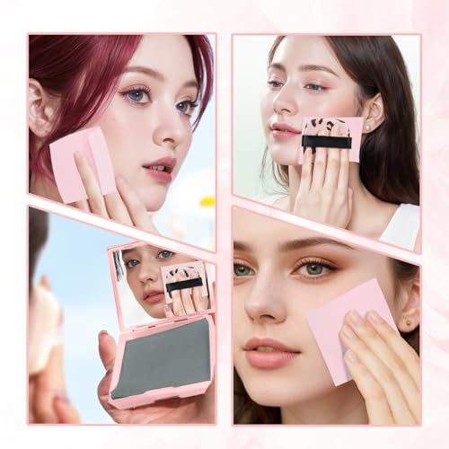 BOROLA 3-in-1 Oil Blotting Paper Set for Face Oil Absorbing Sheet with Portable Mirror & Adhesive Makeup Puff, Blotting Paper for Oily Skin, Design for Men & Women(100 Sheets, Pink Leopard Print)