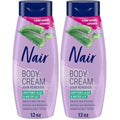 Nair Body Cream Hair Remover, Soothing Aloe and Water Lily, Dermatologist Tested Body Hair Removal Cream, with Evolved Ingredients, 12 Oz (Pack of 2)