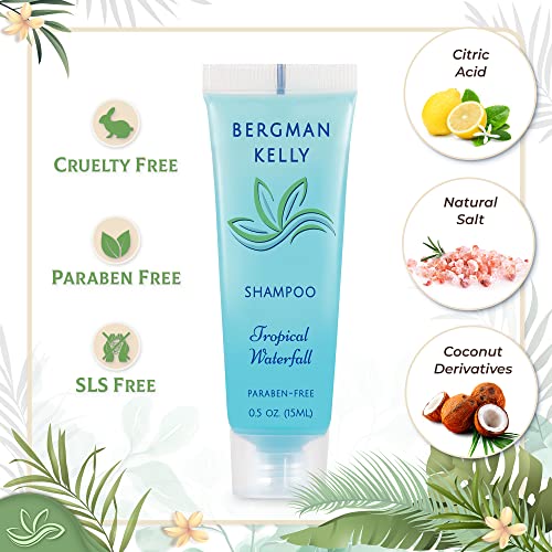 BERGMAN KELLY Rectangular Hotel Soap Bars, Shampoo & Conditioner 3-Pc Set (0.5 oz each, 150 pc, Tropical Waterfall), Delight Guests with Invigorating & Refreshing Bulk Travel Size Hotel Toiletries