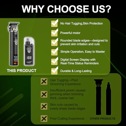 Rechargeable Beard Trimmer kit for Mustaches, Nose Hair, and Light Detailing and Grooming with Bonus Wet/Dry Battery Nose Trimmer