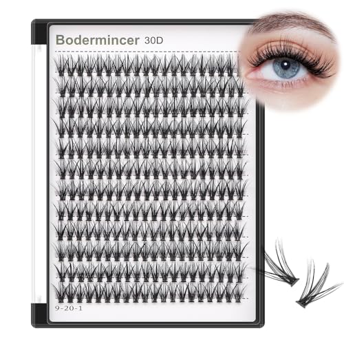 Bodermincer 10D/20D/30D/40D/50D/60D/80D 240 Clusters Lashes C/D Curl 10-12-14-16mm MIX/14-16-18-20mm MIX Fluffy Single Cluster False Lashes Premade Volume Fans (30D-14MM, D Curl)