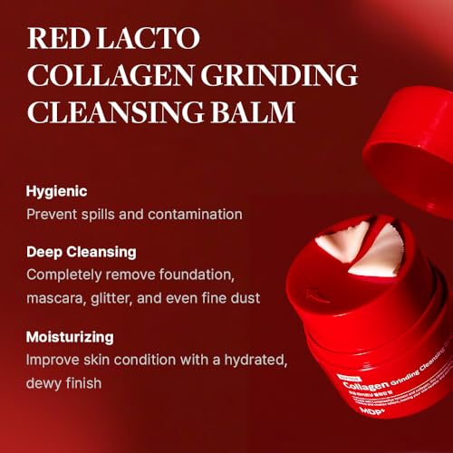 MDP+ Red Lacto Collagen Grinding Cleansing Balm | Pore Cleansing, Hydrating, 1.69 Oz/50ml, Pore Tightening, Travel Cleanser