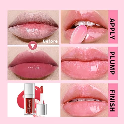 Hydrating Lip Glow Oil Long Lasting Plumping Lip Gloss Transparent Toot Lip Balm Moisturizing Lip Oil Repairing Lip Lines and Prevents Dry Cracked for Lip Care and Dry Lips 3PCS