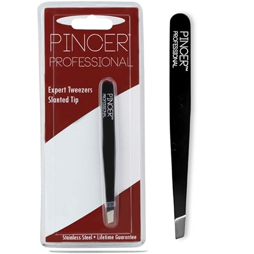 Pincer Professional Stainless Steel Grooming Set, Expert Tweezers with Slanted Tip and Nail Clippers