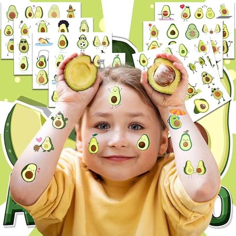 8 Sheets (96PCS) Avocado Temporary Tattoos ? Cute Fruit Theme Birthday Party Supplies, Fun Decorations & Favors for Kids, Boys, Girls, School Gifts & Rewards