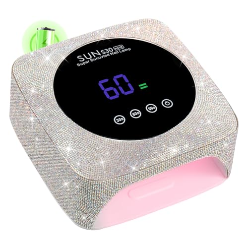 UV LED Nail Lamp 96W Rechargeable Gel Curing Lamp, Cordless Nail Dryer Gel Polish Light with Large LCD Display, with 3 Timer Setting Auto Sensor for Salon and Home (AB Diamond)