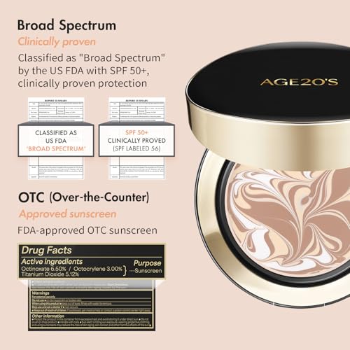 AGE20'S Signature Essence Pact SPF 50+ | Pack of 2 | 21N VANILLA | Cream Foundation, Dewy Finish, Natural Coverage | Korean Cushion Foundation
